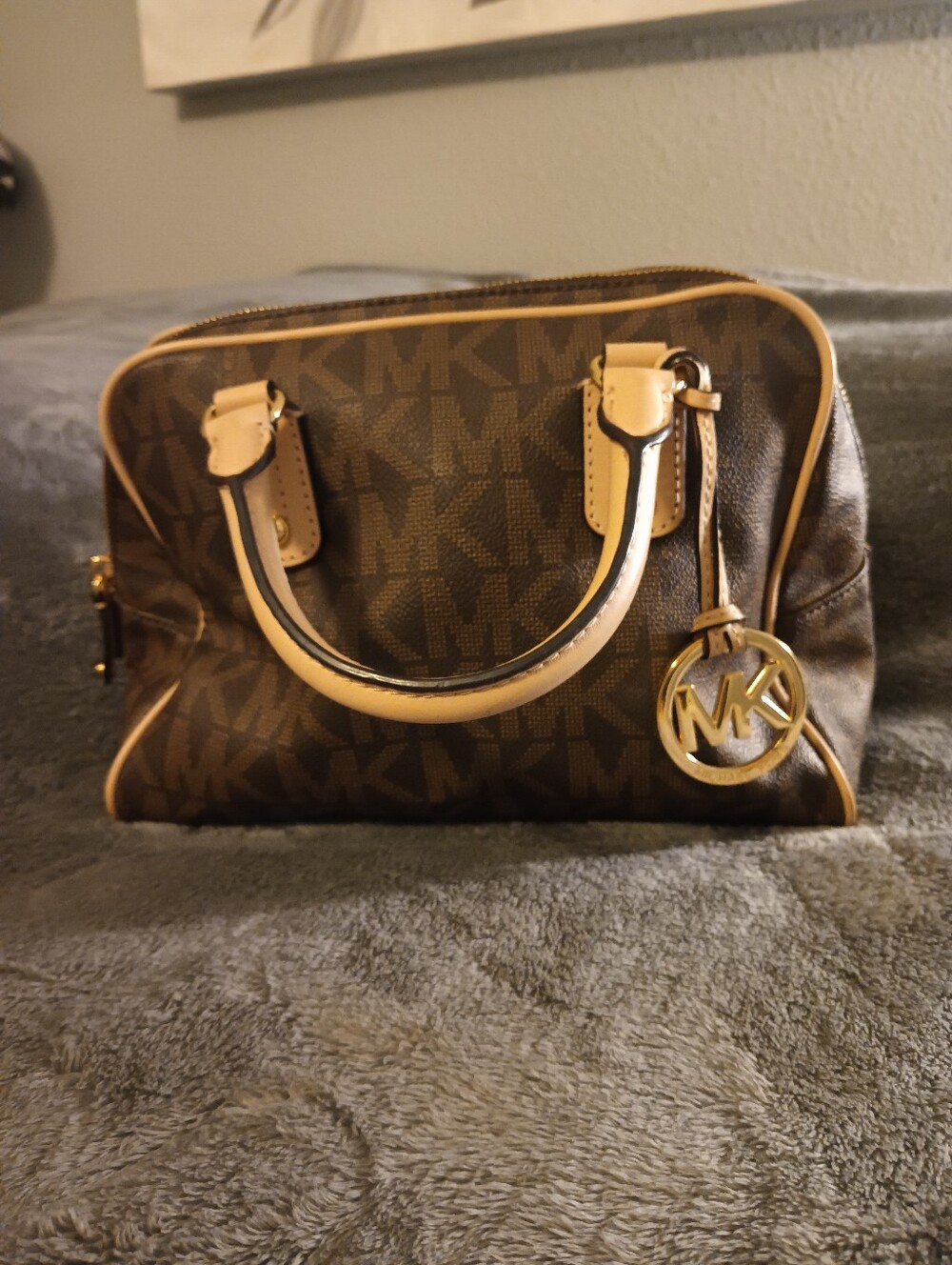 Michael Kors Brown & Beige Signature Logo Satchel